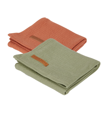 Little Dutch hydrofiele luier 70x70 cm - set van 2 Pure Olive /Rust