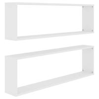 VidaXL Wandschappen kubus 2 st 100x15x30 cm bewerkt hout wit - thumbnail