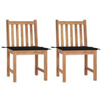 Tuinstoelen 2 st met kussens massief teakhout - thumbnail