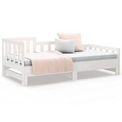 Slaapbank uitschuifbaar massief grenenhout wit 2x(90x200) cm