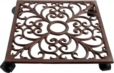 Esschert Design plantentrolley vierkant gietijzer 28,1 cm