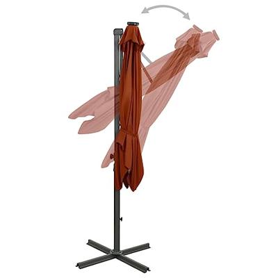 VidaXL Zweefparasol met paal en led-verlichting 250 cm terracottakleur