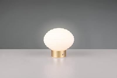 Trio Oplaadbare tafellampEarl goud met wit glas - R57771101