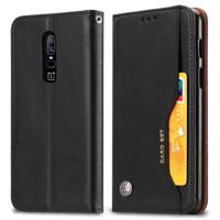 Knead huidtextuur horizontale Flip lederen case voor OnePlus 6 met foto frame & houder & kaartsleuven & portemonnee (zwart) - thumbnail