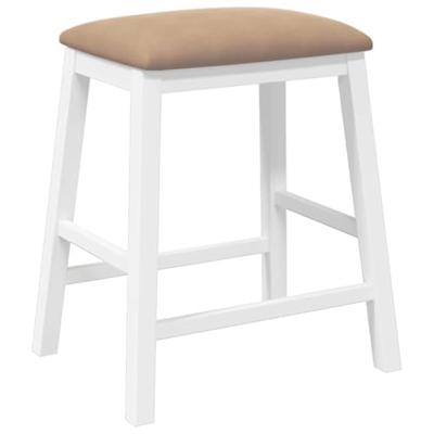 Barstoelen met kussens 2 st massief hout rubber wit