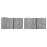 Tv-hangmeubelen 2 st 60x30x30 cm bewerkt hout grijs sonoma - thumbnail