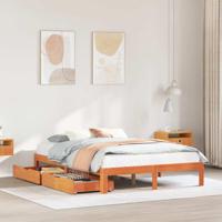 Bedframe met lades massief grenenhout wasbruin 120x190 cm - thumbnail