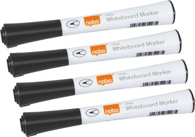 Whiteboardmarker Nobo Glide fijn zwart 1mm 4stuks Whiteboardmarker Nobo Glide fijn zwart 1mm 4stuks