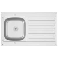 VidaXL Gootsteen met afvoerset 1000x600x155 mm roestvrij staal zilver - thumbnail