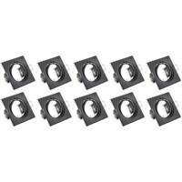 Kantelbare Vierkante Zwarte Inbouwspot GU10 - 10-pack Aluminium - thumbnail