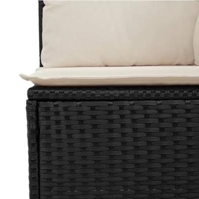 Tuinbank 3-zits met kussens poly rattan zwart Tuinbank 3-zits met kussens poly rattan zwart