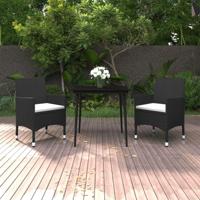3-delige Tuinset met kussens poly rattan en glas - thumbnail