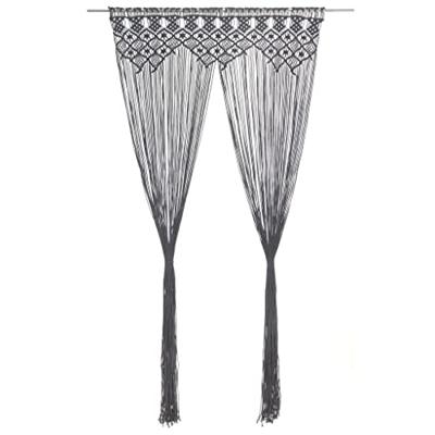VidaXL Gordijn macramé 140x240 cm katoen antraciet VidaXL Gordijn macramé 140x240 cm katoen antraciet