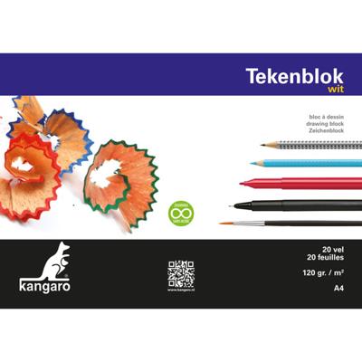 Kangaro K-5555 Tekenblok 270x360mm 120gr 20 Vel, Wit