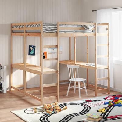 Hoogslaper met bureau en ladder massief grenenhout 160x200 cm