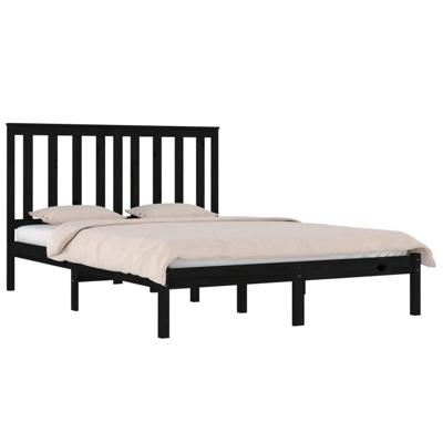 Bedframe massief grenenhout zwart 140x190 cm
