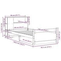 Bed met boekenkast zonder matras grenenhout wit 90x190 cm - thumbnail