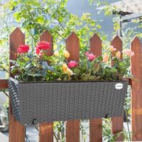 Polyrotan Balkonbak Set van 2 kleur Zwart - thumbnail