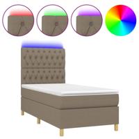 Boxspring met matras en LED stof taupe 80x200 cm - thumbnail