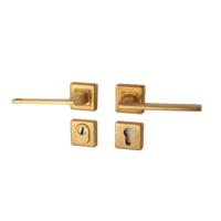 Hardbrass Achterdeurset vierkant Zenith compleet SKG3 met kerntrekbeveiliging - messing getrommeld - thumbnail