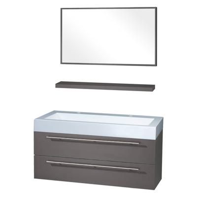 Differnz Force badkamermeubel 100cm 2 kraangaten antraciet met spiegel en planchet