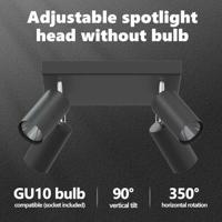 VidaXL Plafondspot met schijnwerpers zwart 26 x 26 x 16 cm metaal - thumbnail
