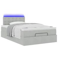 Ottoman bed met matras en LED's 120x200 cm fluweel lichtgrijs - thumbnail