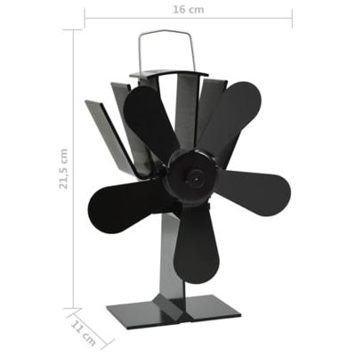 VidaXL Kachelventilator met 5 vinnen zwart - thumbnail