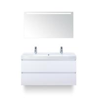 Maxx XL Badmeubelset 120 cm - Wit Hoogglans - Wastafel Just Enkel 2 kraangaten - met LED Spiegel - thumbnail