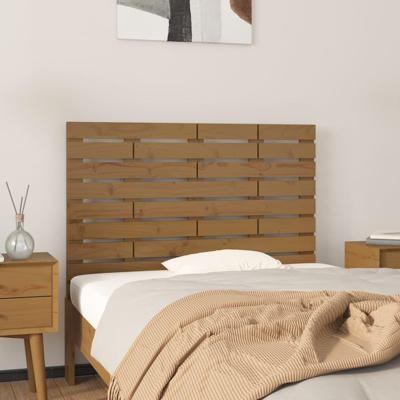 Hoofdbord wandmontage 96x3x63 cm massief grenenhout honingbruin