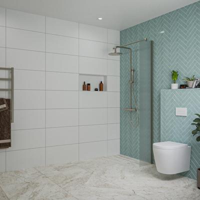 Fortifura Galeria inloopdouche - 30x200cm - ribbelglas - wandarm - Geborsteld Gunmetal PVD SW797945/SW797907