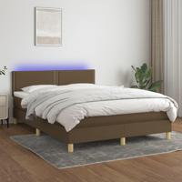 Boxspring met matras en LED stof donkerbruin 140x200 cm - thumbnail