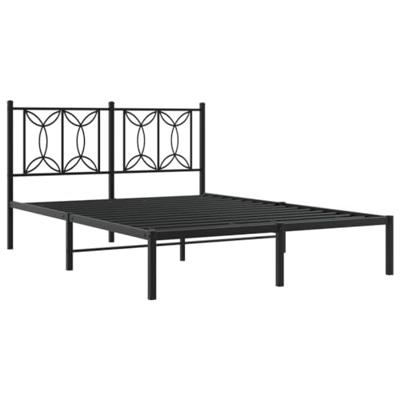 Bedframe met hoofdbord metaal zwart 140x200 cm - thumbnail