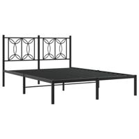 Bedframe met hoofdbord metaal zwart 135x190 cm - thumbnail