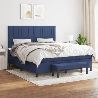 Boxspring met matras stof blauw 160x200 cm