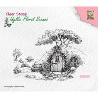 Nellie's Choice • idyllic floral scenes clear stempel scene with old house - thumbnail