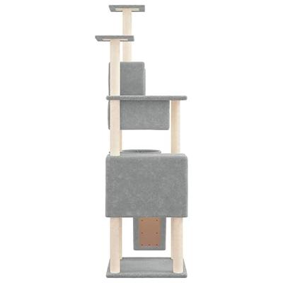 VidaXL Kattenmeubel met sisal krabpalen 168 cm lichtgrijs