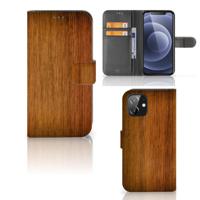 iPhone 12 | 12 Pro (6.1") | Book Style Case | Donker Hout - thumbnail