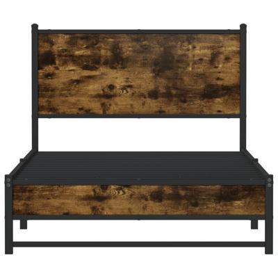 Bedframe zonder matras metaal gerookt eikenkleurig 107x203 cm - thumbnail