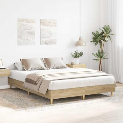 Bedframe zonder matras 150x200cm spaanplaat sonoma eikenkleurig