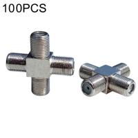 100 stuks 1 F female naar 3 F Female Jack 4 manier F splitter TV coax adapter connector - thumbnail