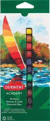 Olieverf Derwent Academy blister à 12 tubes à 12ml assorti