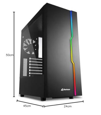 Sharkoon rgb slider midi tower behuizing (zwart | 3x usb-a | rgb | tempered glass)