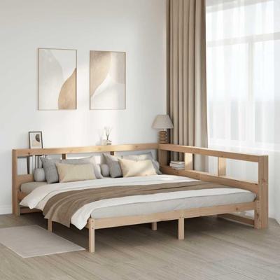 Bed met boekenkast zonder matras massief grenenhout 200x200 cm