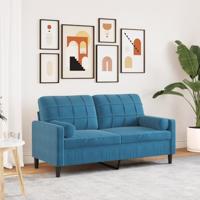 Tweezitsbank met sierkussens 140 cm fluweel blauw - thumbnail