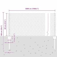 VidaXL Hek met paal zilver 0,6 x 50 m staal - thumbnail
