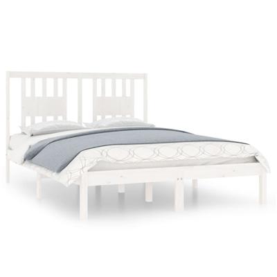 Bedframe massief grenenhout wit 140x190 cm