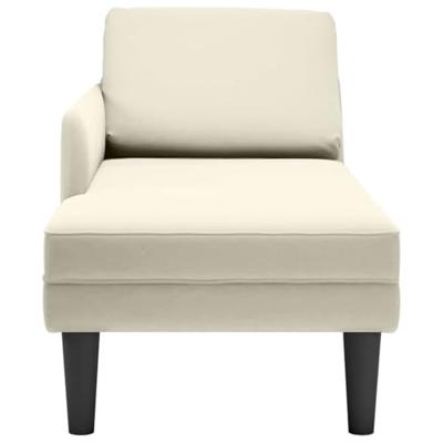 Chaise longue met kussen&rechterarmleuning fluweel crmekleurig Chaise longue met kussen&rechterarmleuning fluweel crmekleurig