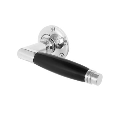 De Oude Deurklink Deurklink Deco geveerd glanzend nikkel rond rozet De Oude Deurklink Deurklink Deco geveerd glanzend nikkel rond rozet