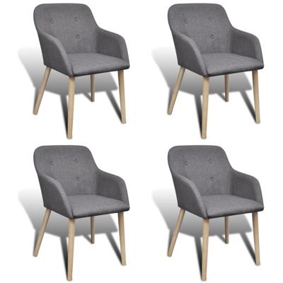 VidaXL Eetkamerstoelen 4 st stof en massief eikenhout donkergrijs VidaXL Eetkamerstoelen 4 st stof en massief eikenhout donkergrijs